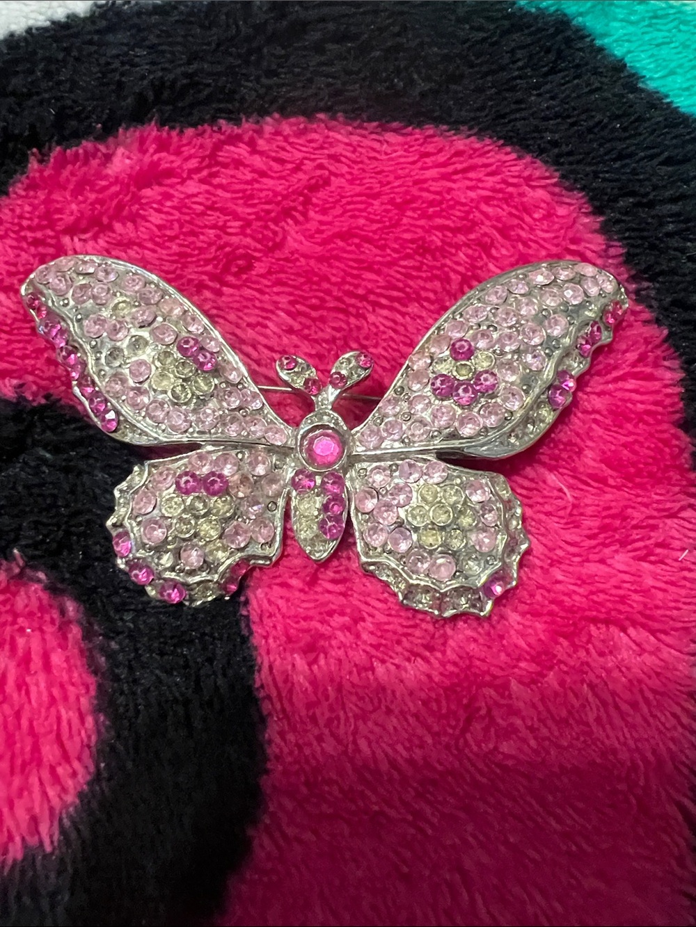 Pink Crystal Butterfly Brooch - Fashion Accessory